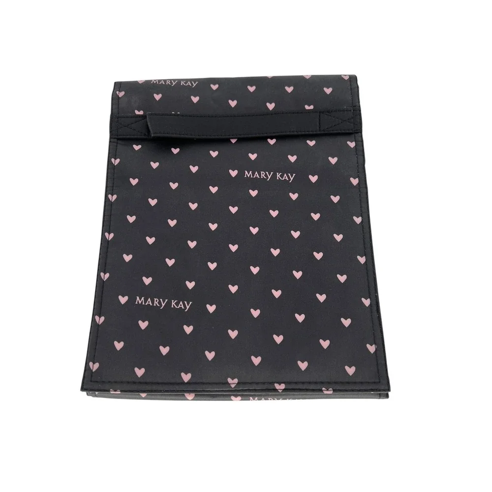 Mary Kay Black Hearts Hanging Fold Out Makeup Organizer Travel Cosmetic Bag
